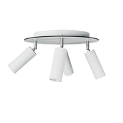 Lampada a 4 faretti con paralume Tub-E14 e Rose-One XXL rotondo - Bianco opaco