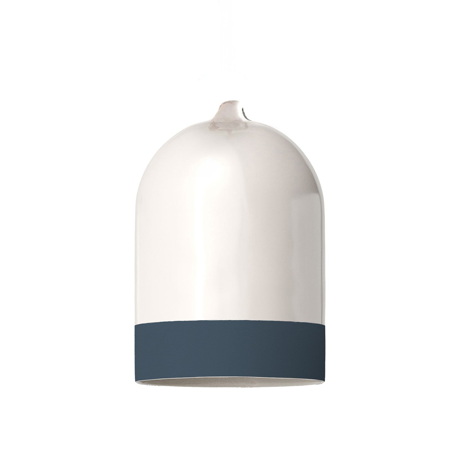 Paralume Campana Mini XS bicolore in ceramica Bianco e Petrolio, collezione Materia - Made in Italy