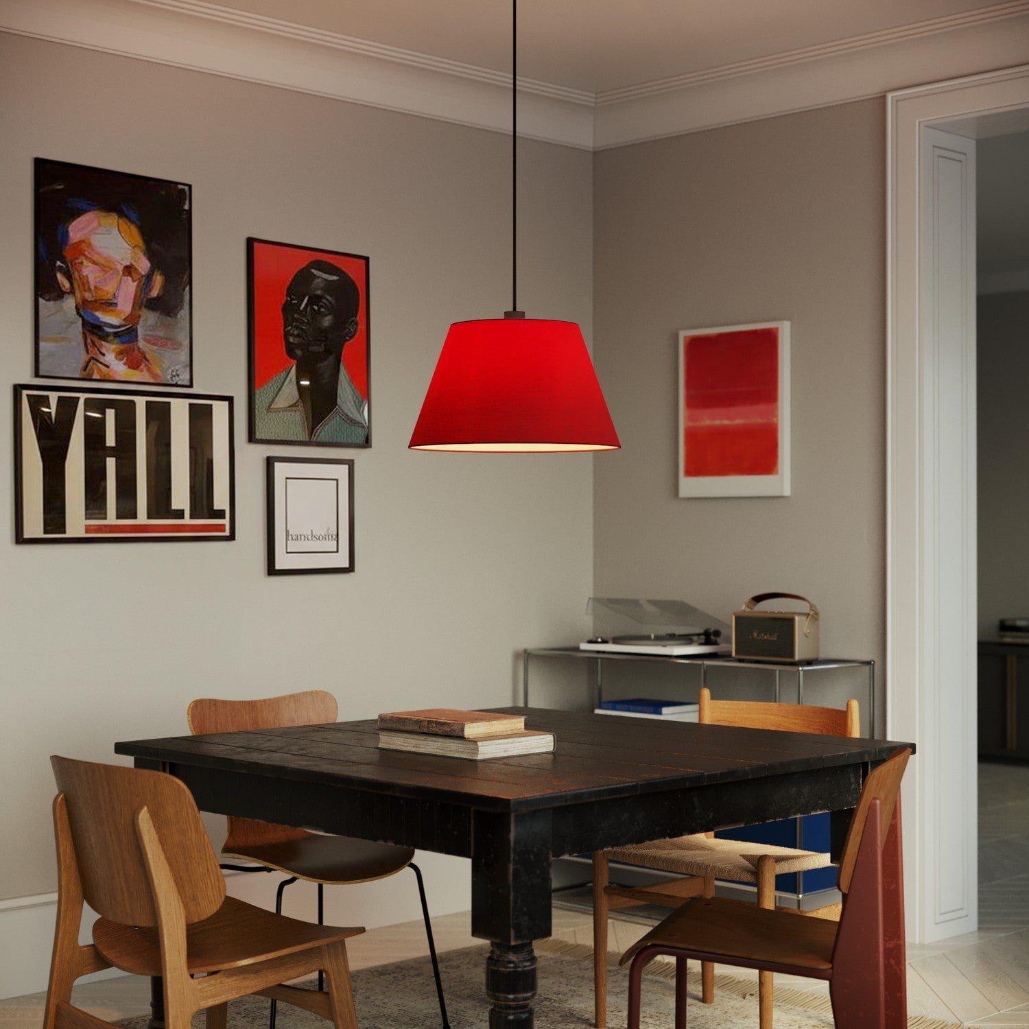 Paralume Impero L per sospensione con attacco E27 - Made in Italy - Teletta Rosso