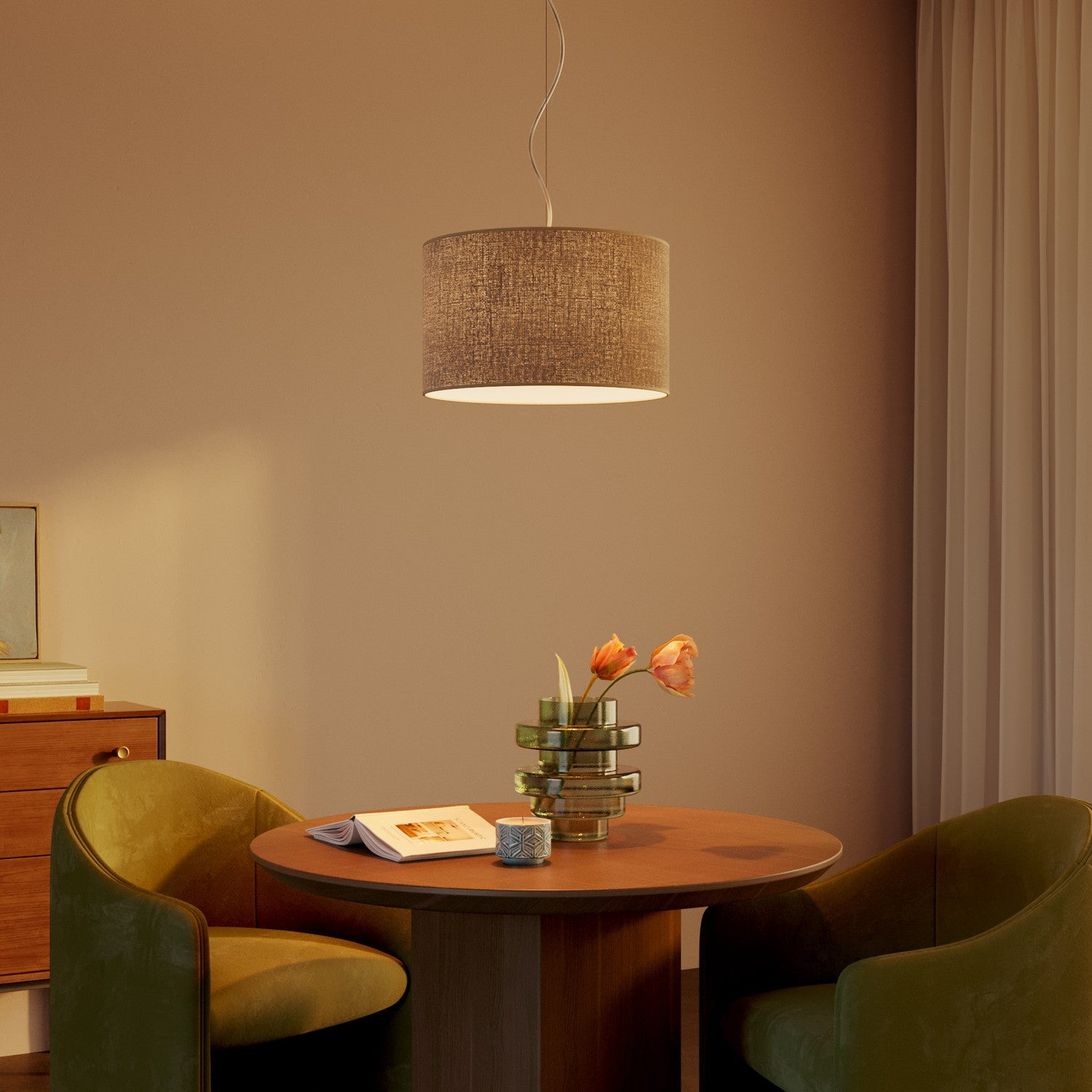 Lampada a sospensione con paralume in tessuto Cilindro Small - Made in Italy - Juta Naturale No