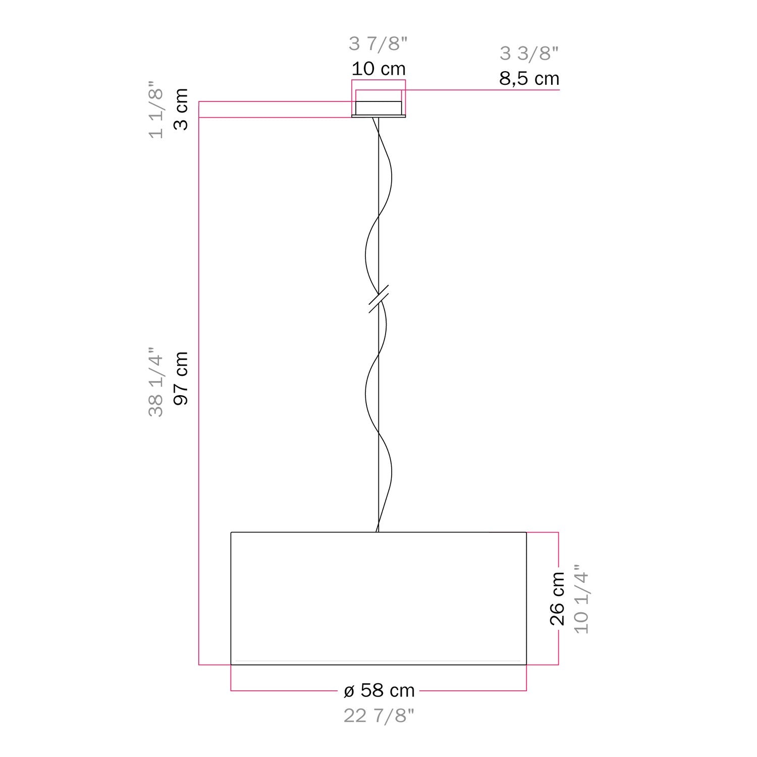 Lampada a sospensione con paralume in tessuto Cilindro Large - Made in Italy - Juta Chiara Si