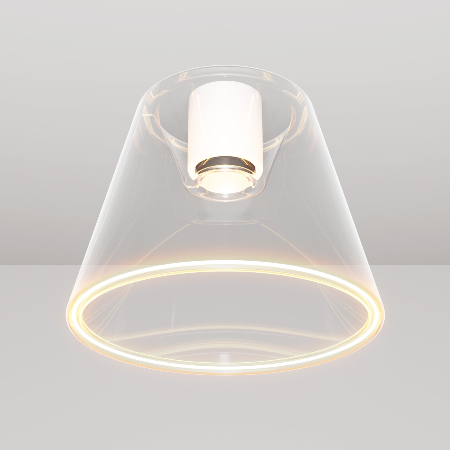 Plafoniera design con lampadina Ghost a cono trasparente - Bianco