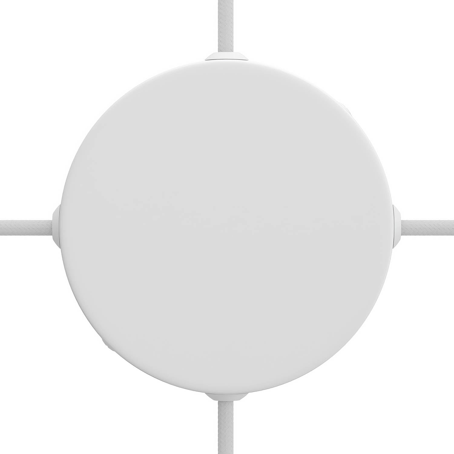 Kit rosone cilindrico in metallo a 4 fori laterali (scatola di derivazione) - Bianco opaco