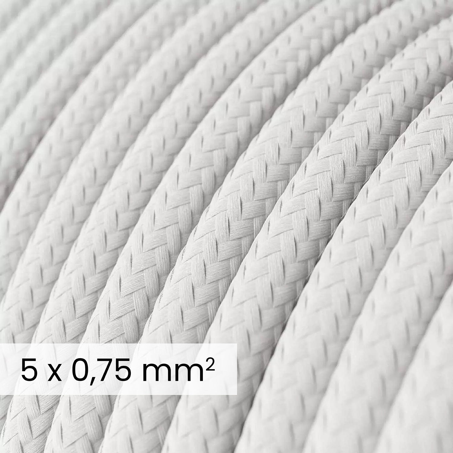Cavo elettrico tessile DALI 5x0.75 mm² bianco ottico - Filo rivestito in tessuto per lampade e impianti RM01