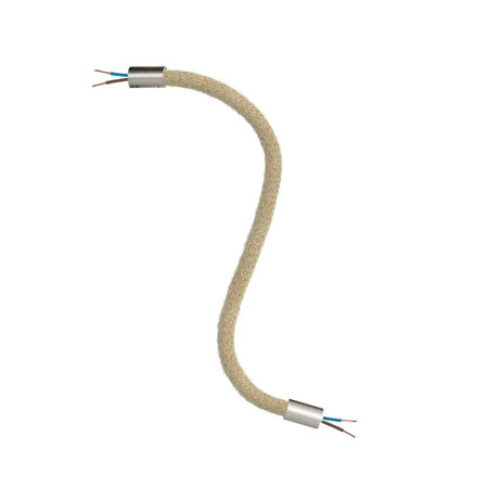 Kit Creative Flex flexibles mit Jute ummanteltes Kabelrohr, RN06 helle Jute, mit Metallenden - Titan satiniert