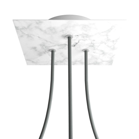 Quadratisches 3-Loch und 4 Seitenlöchern Lampenbaldachin Kit, Rose-One-Abdeckung, 200 mm - Carrara-Marmor