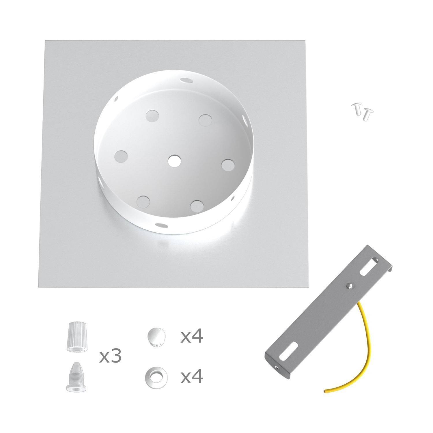Quadratisches 3 Inline-Löcher und 4 Seitenlöchern Lampenbaldachin Kit, Rose-One-Abdeckung, 200 mm