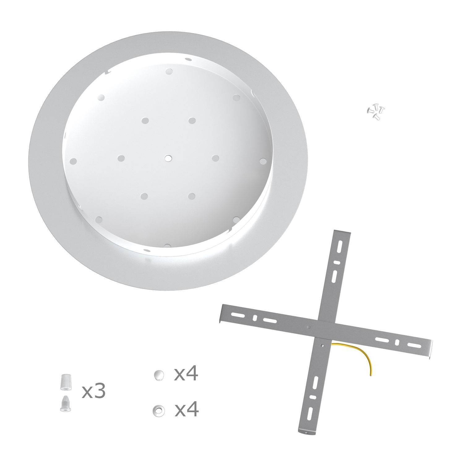 Rundes XXL 3 Inline-Löcher und 4 Seitenlöchern Lampenbaldachin Kit, Rose-One-Abdeckung, 400 mm Durchmesser