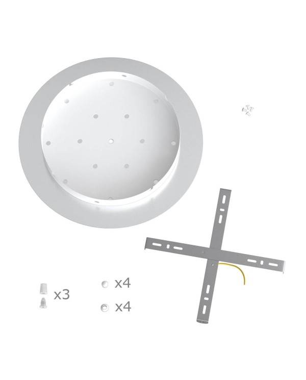 Rundes XXL 3 Inline-Löcher und 4 Seitenlöchern Lampenbaldachin Kit, Rose-One-Abdeckung, 400 mm Durchmesser