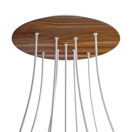Rundes XXL 9 X-geformten Löchern und 4 Seitenlöchern Lampenbaldachin Kit, Rose-One-Abdeckung, 400 mm Durchmesser - Holz
