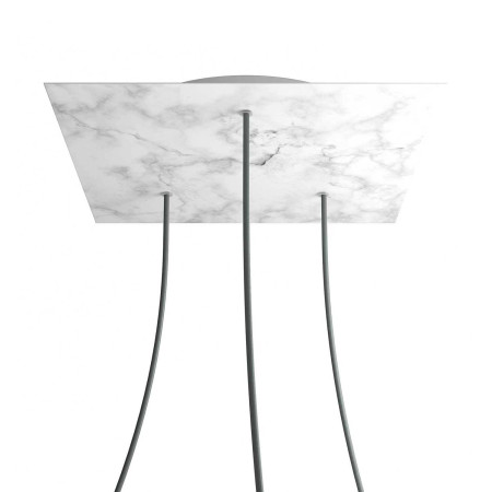 Quadratisches XXL 3-Loch und 4 Seitenlöchern Lampenbaldachin Kit, Rose-One-Abdeckung, 400 mm - Carrara-Marmor