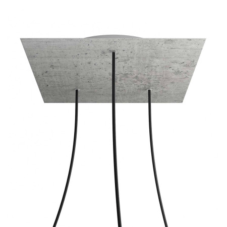 Quadratisches XXL 3-Loch und 4 Seitenlöchern Lampenbaldachin Kit, Rose-One-Abdeckung, 400 mm - Beton