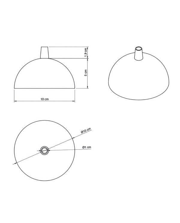Halbkugelförmiger, lackierter Lampenbaldachin Kit aus Metall