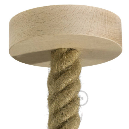 Lampenbaldachin Kit aus Holz für 3XL-Seilkabel - Neutral