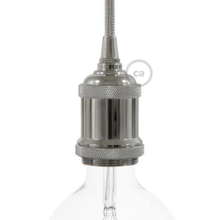 Vintage E27-Lampenfassungs-Kit aus Aluminium - Chrom
