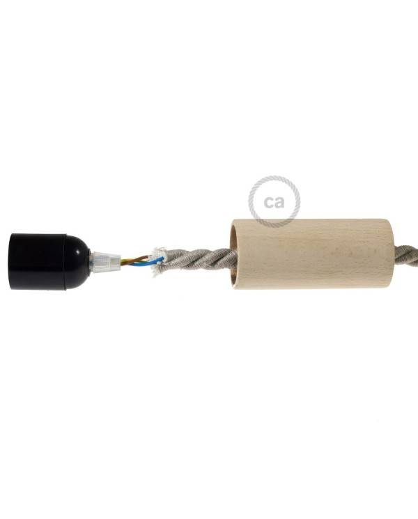 E27-Lampenfassungs-Kit aus Holz für XL-Seilkabel