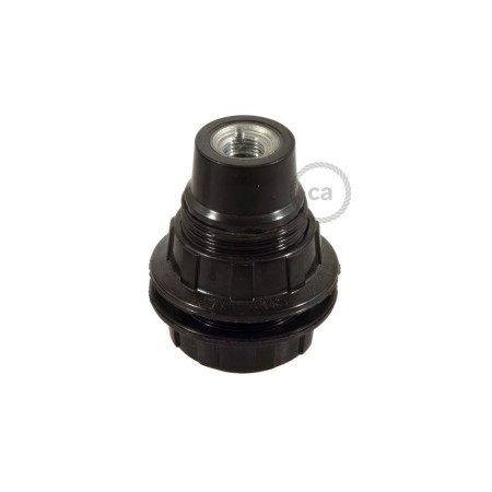 E14-Lampenfassungs-Kit aus Bakelit mit Doppelklemmring für Lampenschirme - Schwarz