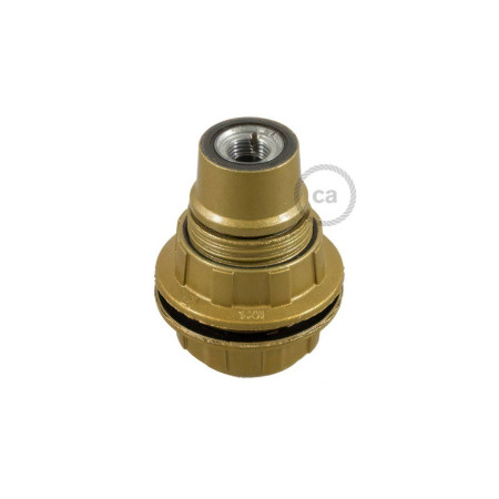 E14-Lampenfassungs-Kit aus Bakelit mit Doppelklemmring für Lampenschirme - Gold