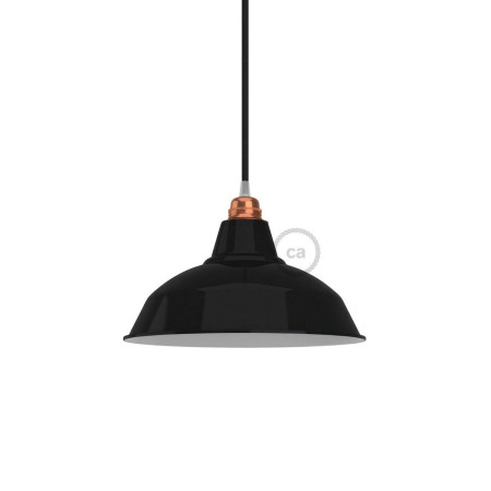 Lampenschirm Bistrot aus lackiertem Metall mit E27-Anschluss, 30 cm Durchmesser - Schwarz
