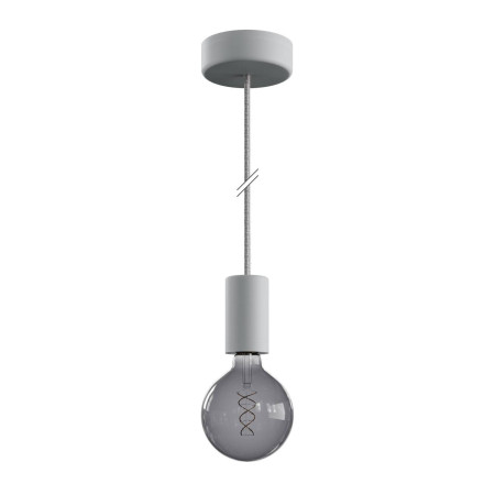 EIVA ELEGANT Outdoor-Pendelleuchte mit 1,5 m Textilkabel, Silikon-Lampenbaldachin und Lampenfassung, IP65 wasserdicht - Eisgrau
