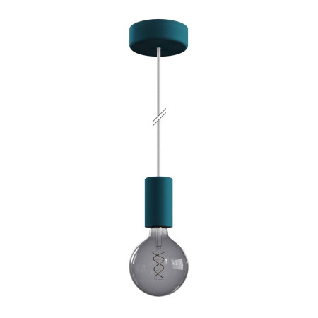 EIVA ELEGANT Outdoor-Pendelleuchte mit 1,5 m Textilkabel, Silikon-Lampenbaldachin und Lampenfassung, IP65 wasserdicht - Petrolblau