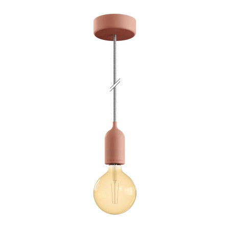 EIVA PASTELL Outdoor-Pendelleuchte mit 1,5 m Textilkabel, farbigem Silikon-Lampenbaldachin und Lampenfassung, IP65 - Lachs