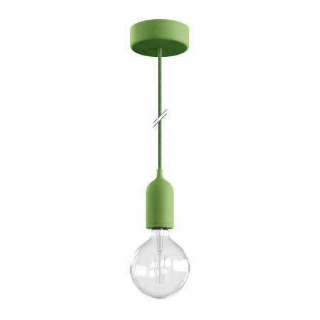 EIVA PASTELL Outdoor-Pendelleuchte mit 1,5 m Textilkabel, farbigem Silikon-Lampenbaldachin und Lampenfassung, IP65 - Zartes grün