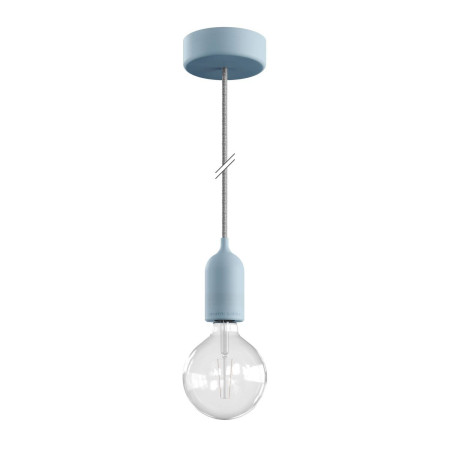 EIVA PASTELL Outdoor-Pendelleuchte mit 1,5 m Textilkabel, farbigem Silikon-Lampenbaldachin und Lampenfassung, IP65 - Zartes blau