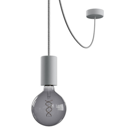EIVA ELEGANT Outdoor-Pendelleuchte mit 5 m Textilkabel, Deckenbefestigung, Silikon-Lampenbaldachin und Lampenfassung, IP65 - Eisgrau