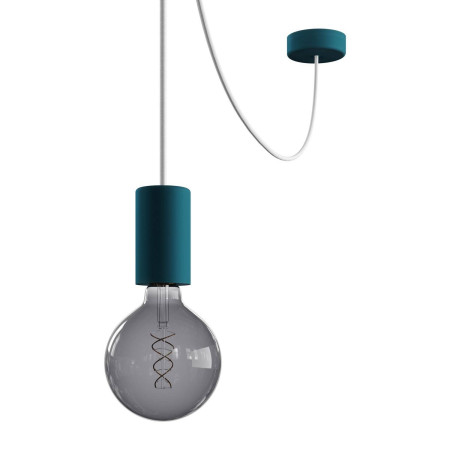 EIVA ELEGANT Outdoor-Pendelleuchte mit 5 m Textilkabel, Deckenbefestigung, Silikon-Lampenbaldachin und Lampenfassung, IP65 - Petrolblau