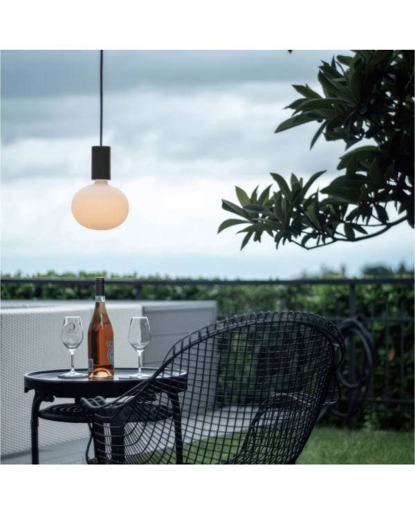 EIVA ELEGANT Outdoor-Pendelleuchte mit 5 m Textilkabel, Deckenbefestigung, Silikon-Lampenbaldachin und Lampenfassung, IP65