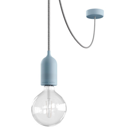EIVA PASTELL Outdoor-Pendelleuchte mit 5 m Textilkabel, Deckenbefestigung, Silikon-Lampenbaldachin und Lampenfassung, IP65 - Zartes blau
