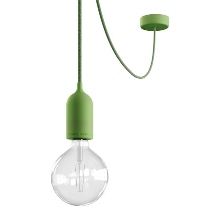 EIVA PASTELL Outdoor-Pendelleuchte mit 5 m Textilkabel, Deckenbefestigung, Silikon-Lampenbaldachin und Lampenfassung, IP65 - Zartes grün