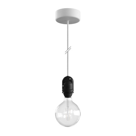 EIVA Outdoor-Pendelleuchte für Lampenschirme mit 1,5 m Textilkabel, farbigem Silikon-Lampenbaldachin und IP65 Lampenfassung - Weiß