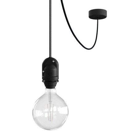 EIVA Outdoor-Pendelleuchte für Lampenschirme mit 5 m Textilkabel, Deckenbefestigung, Lampenbaldachin und Lampenfassung, IP65 - Schwarz