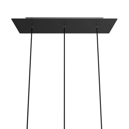 Rechteckiges XXL 3-Loch und 6 Seitenlöchern Lampenbaldachin Kit, Rose-One-Abdeckung, Abmessungen 675 x 225 mm - Mattschwarz