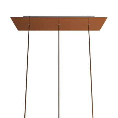 Rechteckiges XXL 3-Loch und 6 Seitenlöchern Lampenbaldachin Kit, Rose-One-Abdeckung, Abmessungen 675 x 225 mm - Satiniertes Kufper