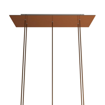 Rechteckiges XXL 5-Loch und 6 Seitenlöchern Lampenbaldachin Kit, Rose-One-Abdeckung, Abmessungen 675 x 225 mm - Satiniertes Kufper