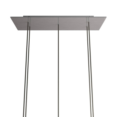 Rechteckiges XXL 5-Loch und 6 Seitenlöchern Lampenbaldachin Kit, Rose-One-Abdeckung, Abmessungen 675 x 225 mm - Satinierter Stahl