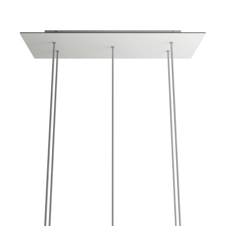 Rechteckiges XXL 5-Loch und 6 Seitenlöchern Lampenbaldachin Kit, Rose-One-Abdeckung, Abmessungen 675 x 225 mm - Mattweiß
