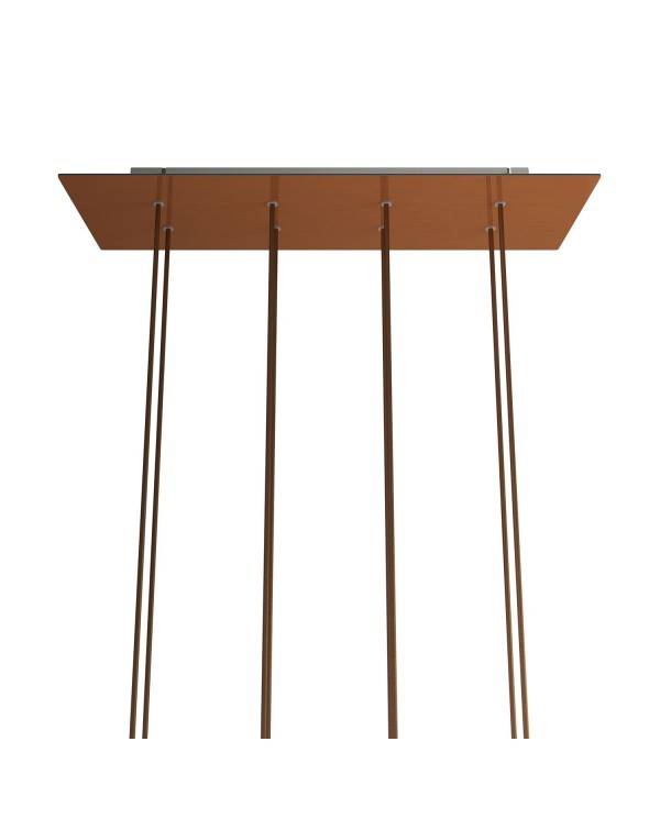 Rechteckiges XXL 8-Loch und 6 Seitenlöchern Lampenbaldachin Kit, Rose-One-Abdeckung, Abmessungen 675 x 225 mm