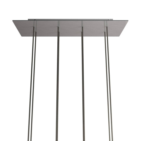 Rechteckiges XXL 8-Loch und 6 Seitenlöchern Lampenbaldachin Kit, Rose-One-Abdeckung, Abmessungen 675 x 225 mm - Satinierter Stahl
