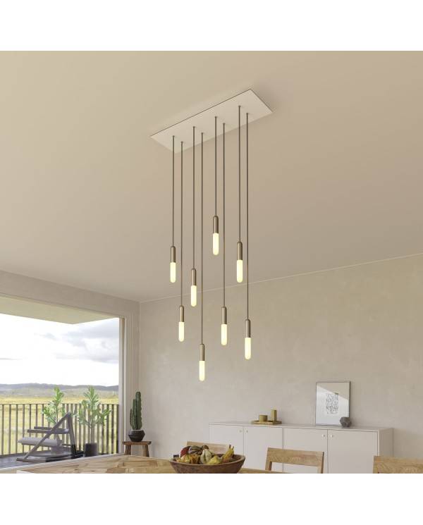Rechteckiges XXL 8-Loch und 6 Seitenlöchern Lampenbaldachin Kit, Rose-One-Abdeckung, Abmessungen 675 x 225 mm