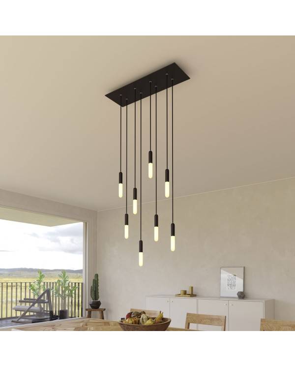 Rechteckiges XXL 8-Loch und 6 Seitenlöchern Lampenbaldachin Kit, Rose-One-Abdeckung, Abmessungen 675 x 225 mm
