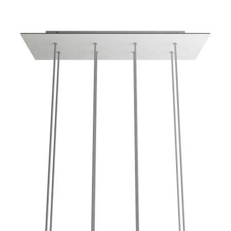 Rechteckiges XXL 8-Loch und 6 Seitenlöchern Lampenbaldachin Kit, Rose-One-Abdeckung, Abmessungen 675 x 225 mm - Mattweiß