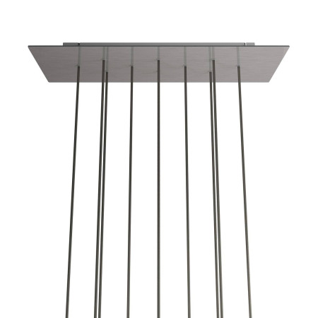 Rechteckiges XXL 10-Loch und 6 Seitenlöchern Lampenbaldachin Kit, Rose-One-Abdeckung, Abmessungen 675 x 225 mm - Satinierter Stahl