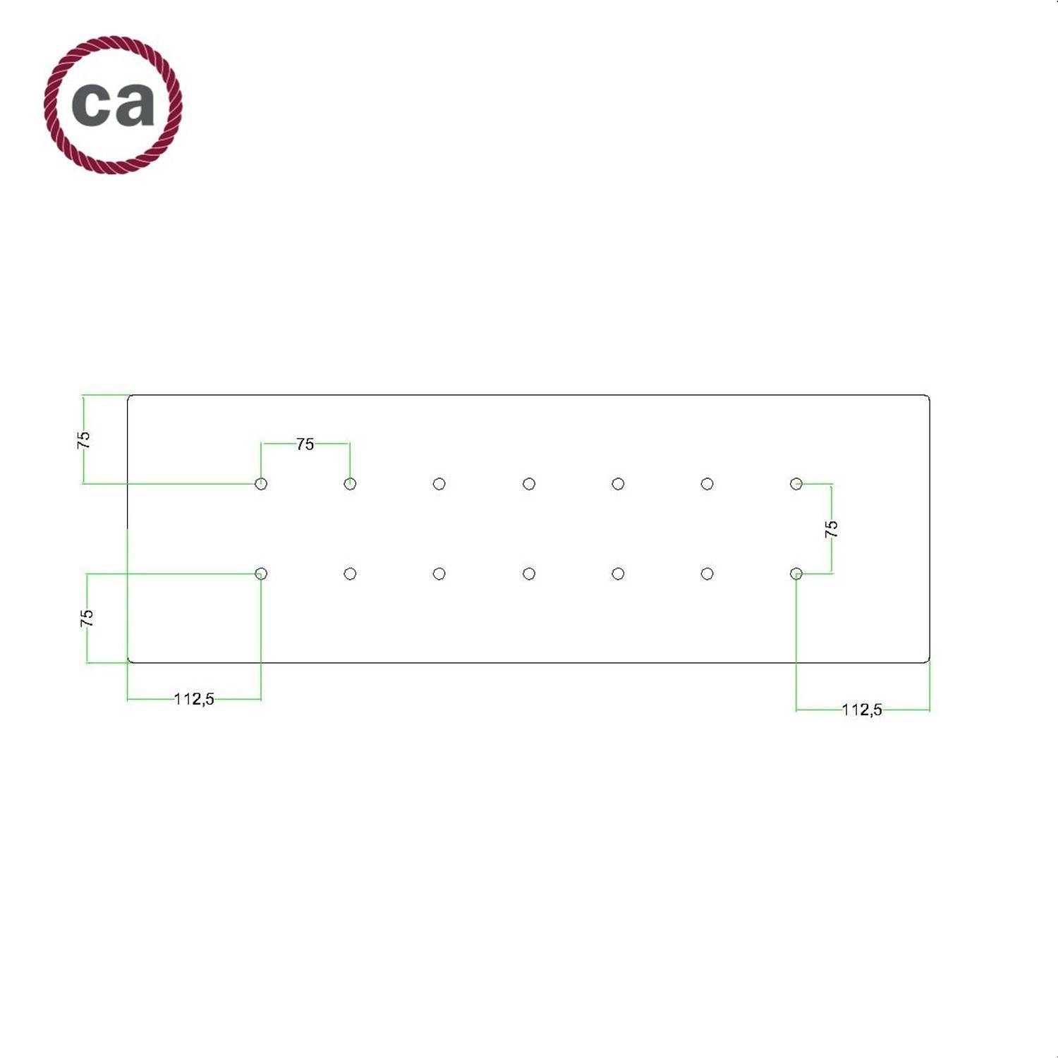 Rechteckiges XXL 14-Loch und 6 Seitenlöchern Lampenbaldachin Kit, Rose-One-Abdeckung, Abmessungen 675 x 225 mm