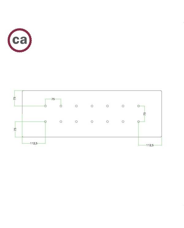 Rechteckiges XXL 14-Loch und 6 Seitenlöchern Lampenbaldachin Kit, Rose-One-Abdeckung, Abmessungen 675 x 225 mm