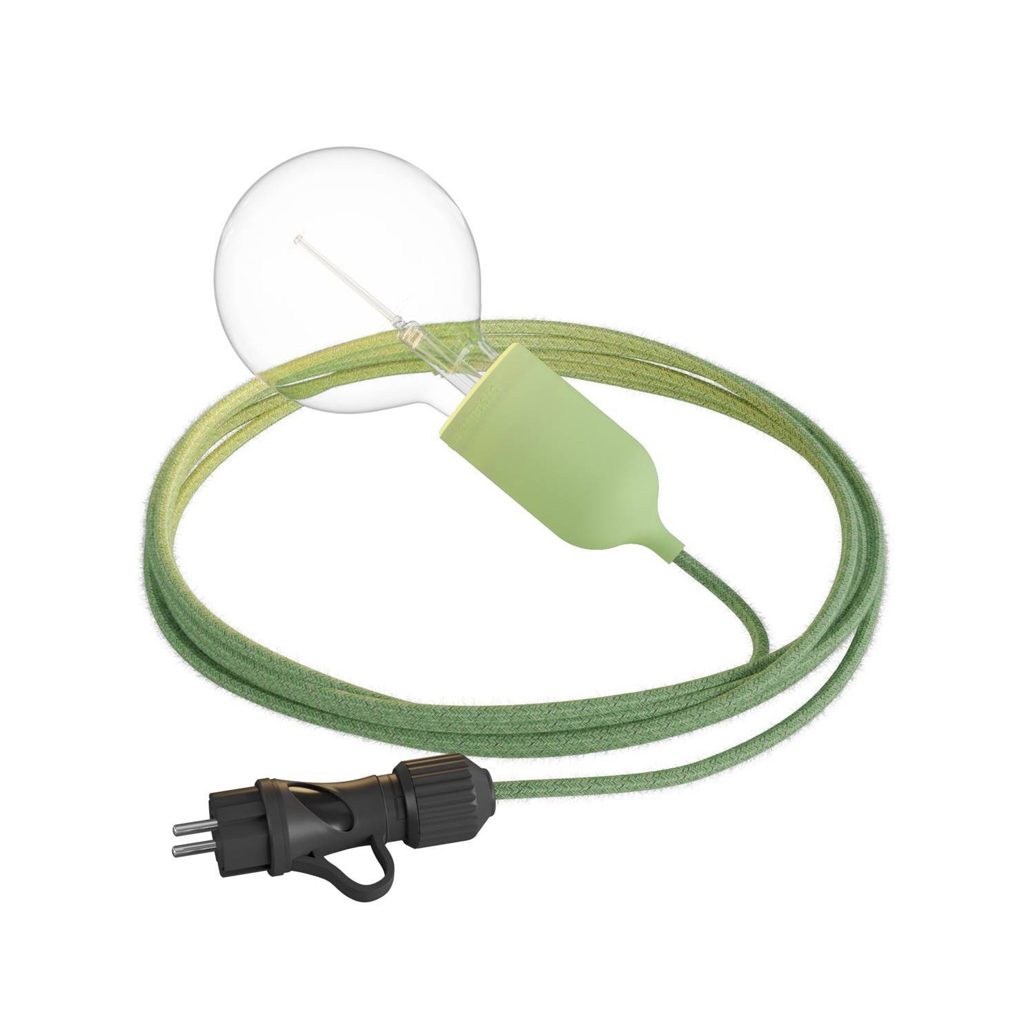 Snake Eiva Pastel, tragbare Außenleuchte, 5m Textilkabel, wasserdichte IP65 Lampenfassung und Stecker