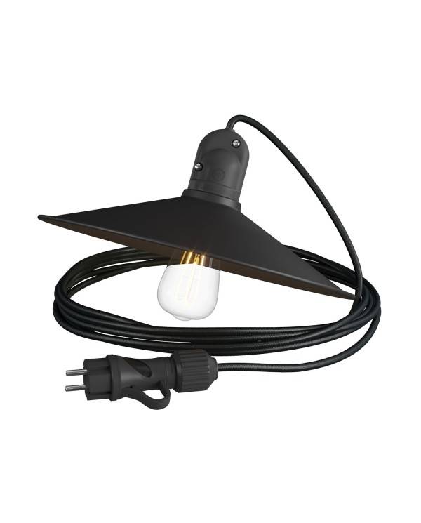 Snake Eiva mit Swing Lampenschirm, tragbare Außenleuchte, 5m Textilkabel, wasserdichte IP65 Lampenfassung und Stecker